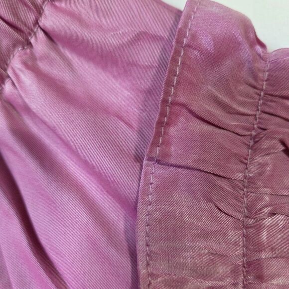 EUC DOE & RAE PINK IRIDESCENT LOOK MOCK NECK SHIRRED SLEEVELESS TOP SIZE L - Picture 5 of 16